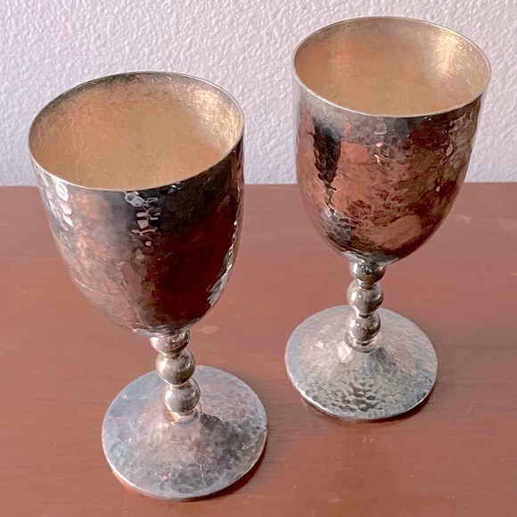 🖤Emilia Castillo Ltd Ed. Mexico Sterling Silver Pair of Wine Goblets w/ Sound🖤 - Picture 2 of 6